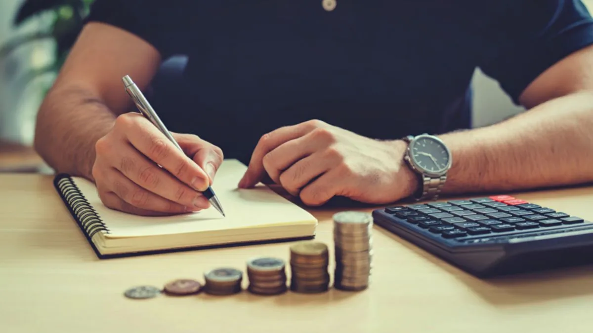 Como organizar seu dinheiro do zero - Uma pessoa fazendo contas em bloco de anotações